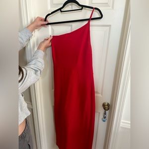 Abercrombie Form Fitting One Shoulder Midi dress